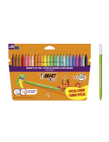 Rotulador bic kids couleur estuche de 24 colores tinta base de agua lavable