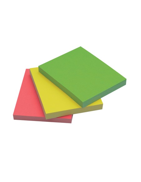 Bloc de notas adhesivas quita y pon q-connect 38x51 mm neon pack de 3 unidades con 50 hojas por color