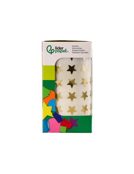 Gomets liderpapel autoadhesivo estrellas doradas surtidas 2500 unidades en caja de carton