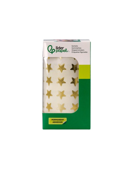 Gomets liderpapel autoadhesivo estrellas doradas surtidas 2500 unidades en caja de carton