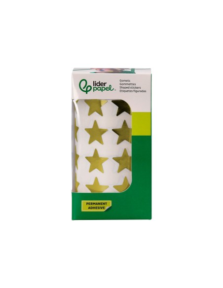 Gomets liderpapel autoadhesivo estrellas doradas 20 mm 1500 unidades en caja de carton