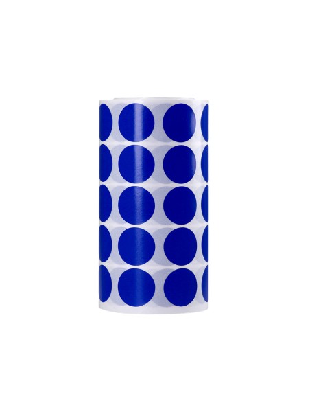 Gomets liderpapel autoadhesivo circulos 20 mm azul rollo de 2000 unidades en caja de carton