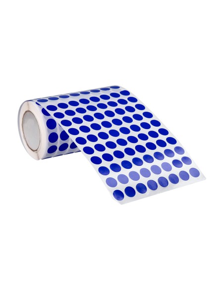 Gomets liderpapel autoadhesivo circulos 10,5 mm azul rollo de 6000 unidades en caja de carton