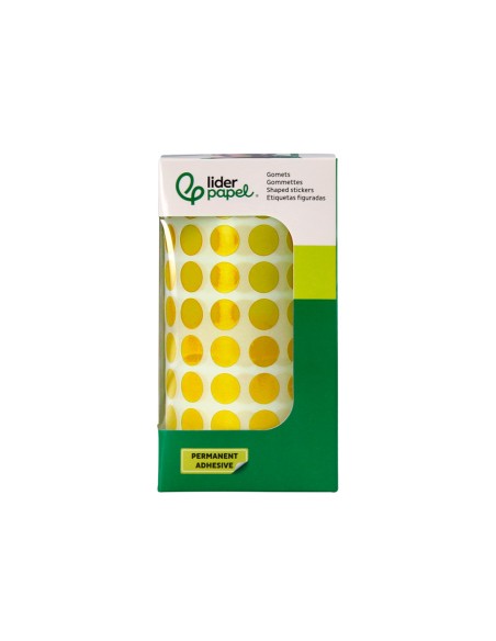 Gomets liderpapel autoadhesivo circulos 10,5 mm amarillo rollo de 6000 unidades en caja de carton