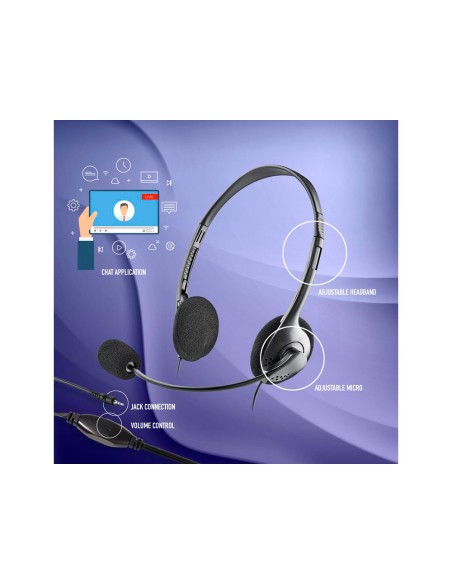 Auricular ngs headset ms103 max con microfono y control de volumen longitud cable 1,5 m color negro