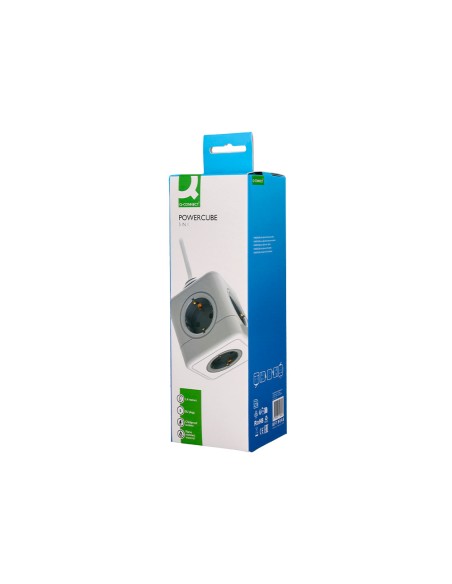 Regleta q-connect de cubo enchufe multiple power cube 5 en 1 cable de 1,4 m 5 tomas de corriente 75x75x112mm