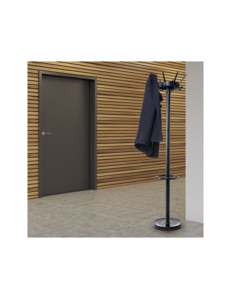 Perchero maul caligo 32 colgadores con paraguero color negro 460x460x1752 mm