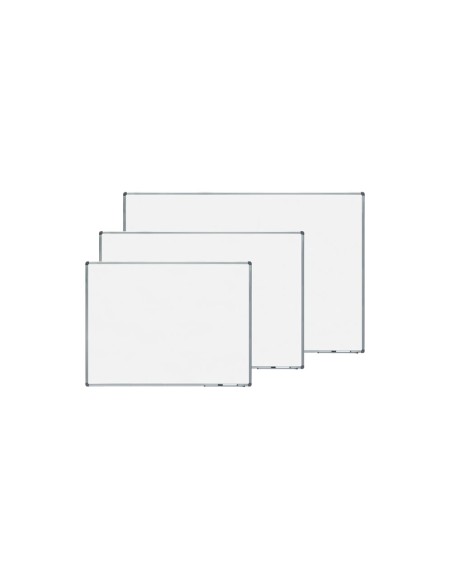 Pizarra blanca rocada lacada magnetica marco aluminio con cantoneras 45x60 cm