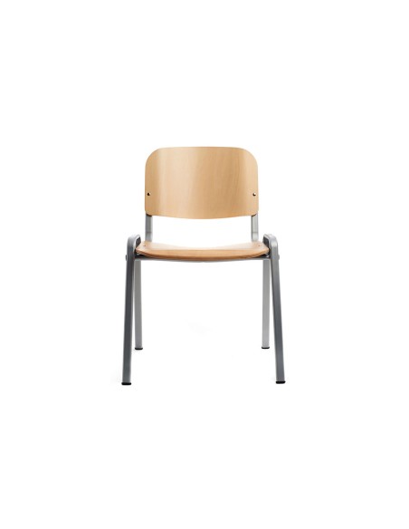 Silla rocada confidente estructura metalica asiento y respaldo madera natural 570x410x810 mm