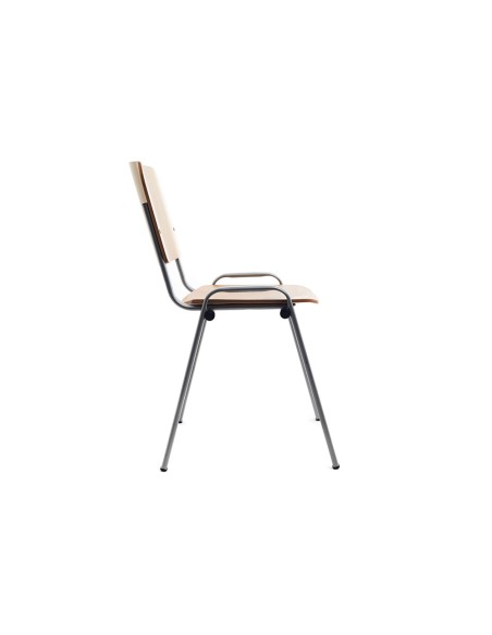 Silla rocada confidente estructura metalica asiento y respaldo madera natural 570x410x810 mm