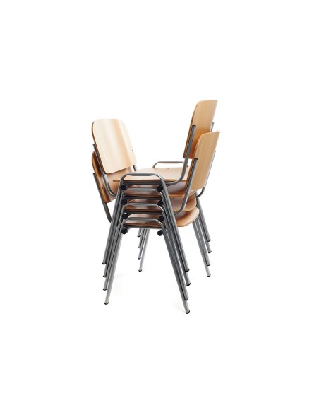 Silla rocada confidente estructura metalica asiento y respaldo madera natural 570x410x810 mm
