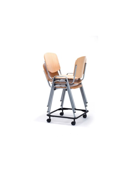 Silla rocada confidente estructura metalica asiento y respaldo madera natural 570x410x810 mm