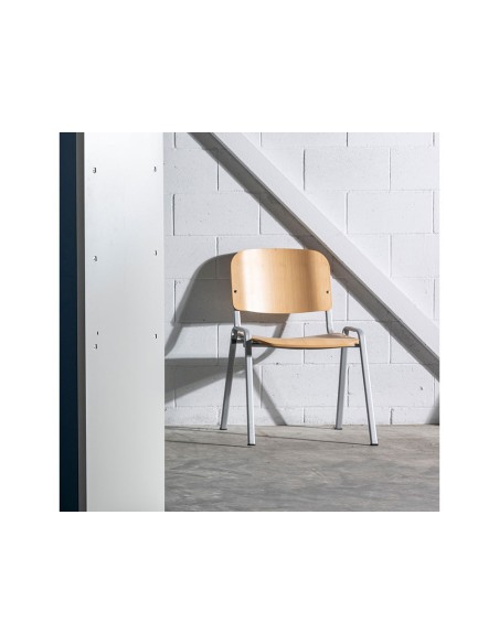 Silla rocada confidente estructura metalica asiento y respaldo madera natural 570x410x810 mm