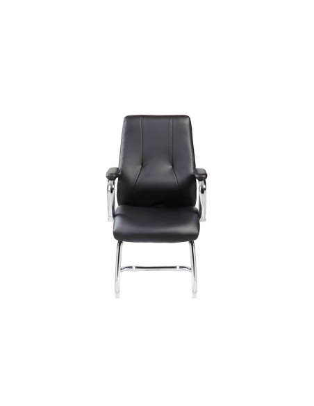 Silla rocada confidente brazos fijos estructura cromada asiento y respaldo tapizado similpiel negro