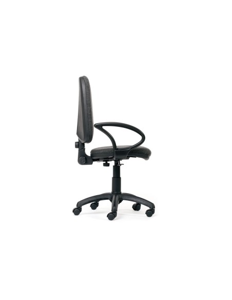 Silla rocada de oficina brazos fijos base nylon respaldo y asiento tela ignifuga gris