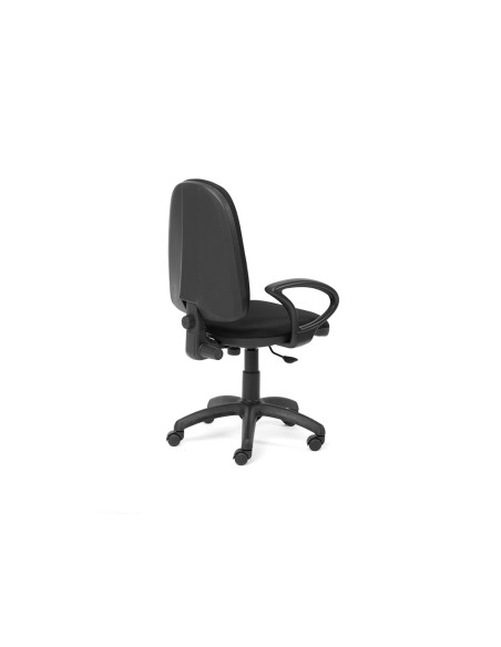 Silla rocada de oficina brazos fijos base nylon respaldo y asiento tela ignifuga negro
