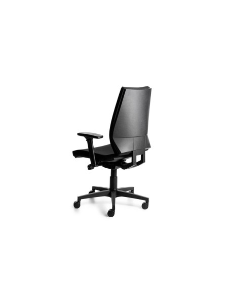 Silla rocada direccion con brazos regulables base polimero mecanismo sincro carcasa negra tela azul