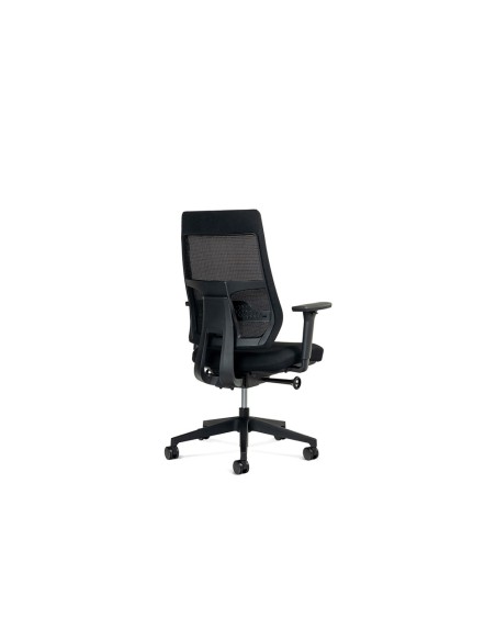 Silla rocada direccion con brazos regulables base polimero respaldo de malla y asiento en tela negro
