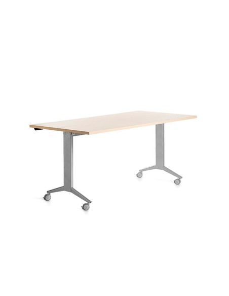 Mesa de oficina rocada 160x80cm con tablero abatible 90 acabado fd01 gris/haya