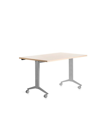 Mesa de oficina rocada 140x80cm con tablero abatible 90 acabado fd01 gris/haya