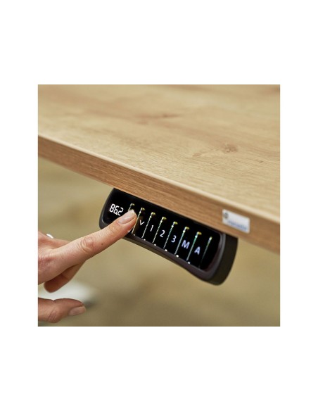 Mesa rocada regulable en altura electricamente hasta 129 cm estructura de acero tablero 160 cm color gris