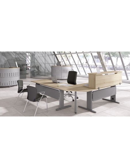 Mostrador de altillo rocada valido para mesas work metal executive 180x30x40 cm acabado an02 gris/gris