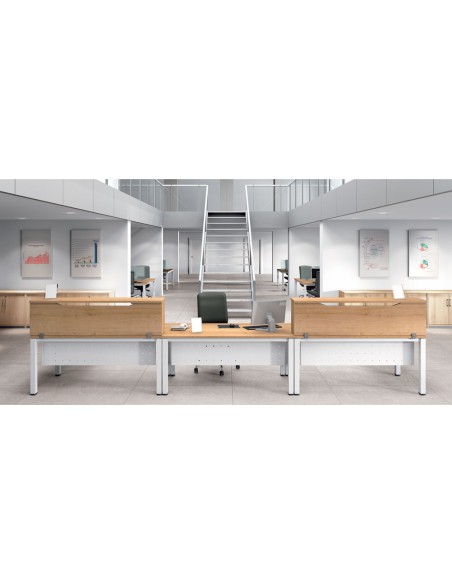 Mostrador de altillo rocada valido para mesas work metal executive 180x30x40 cm acabado aa01 haya/haya