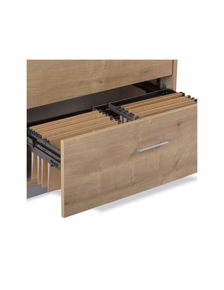 Armario rocada con un estantes y dos cajones inferiores serie store 156x90x45 cm acabado gris/bco