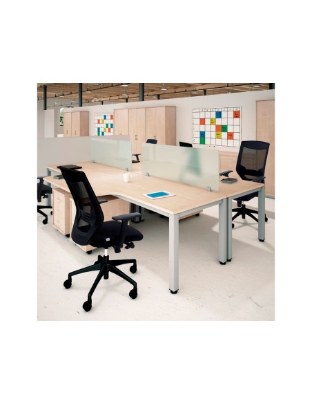Mesa rocada serie executive 180x110 cm izquierda acabado gris/haya