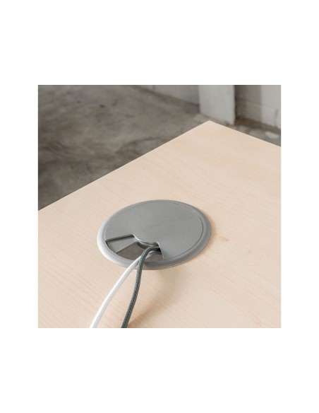 Mesa rocada serie executive 180x110 cm izquierda acabado gris/haya