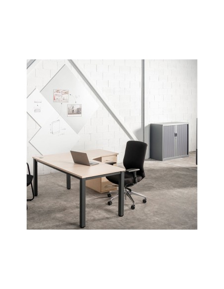 Mesa rocada serie executive 180x110 cm derecha acabado gris/blanco
