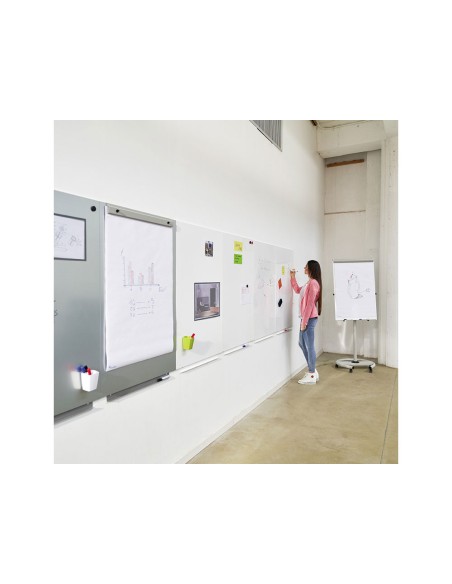 Pizarra rocada magnetica blanca con sistema ski whiteboard 100x150 cm