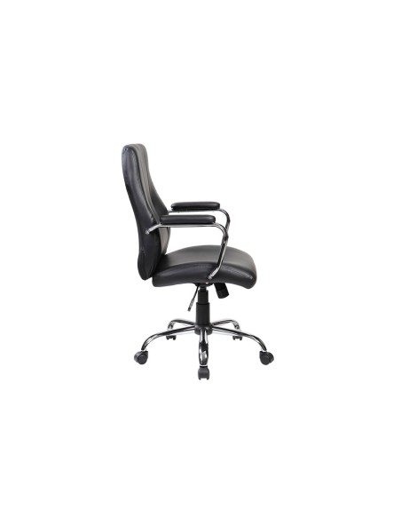 Silla rocada direccion simil piel con brazos base metalica cromada diametro 700mm respaldo 730mmx500mm
