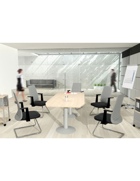 Mesa reunion meeting 3003at01 estructura gris tablero haya 220x100x72 cm