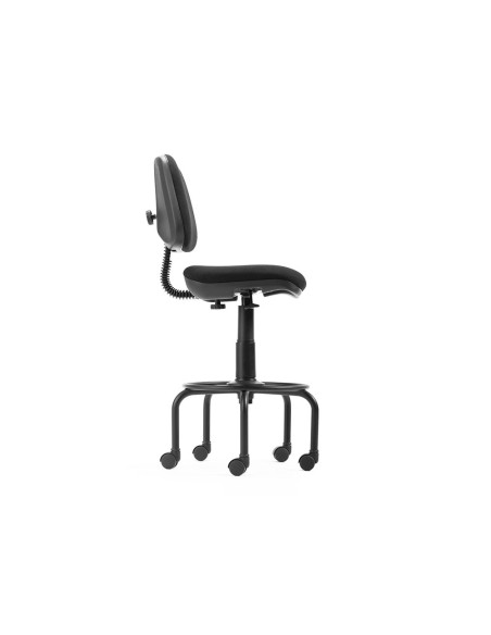 Taburete con respaldo rocada para mesa de dibujo negro regulable en altura hasta 725 mm tela ignifuga