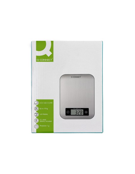 Bascula precision q-connect digital con pantalla lcd precision 1 g capacidad de 5 g a 10 kg 215x165x16 mm