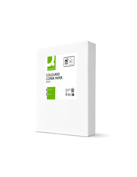 Papel color q-connect din a4 80gr verde intenso paquete de 500 hojas