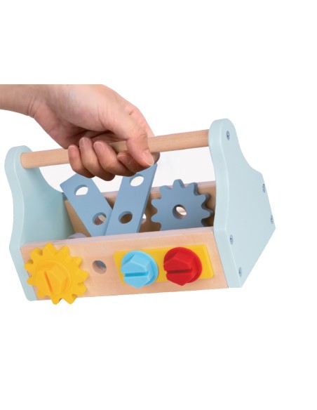 Juego infantil imaginovo madera maletin de herramientas +3 años 18 piezas 21,4x13,2x11cm