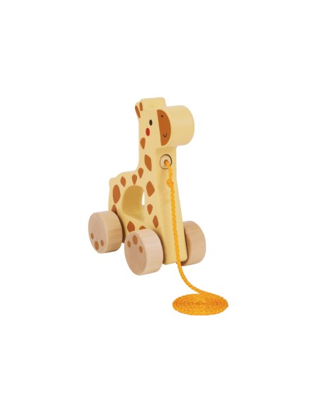 Juego infantil imaginovo madera jirafa para arrastrar con ruedas +12 meses 16x12x5,4cm