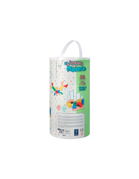 Juego infantil imaginovo madera construccion de bloques +12 meses 100 piezas 29x29x3,5cm