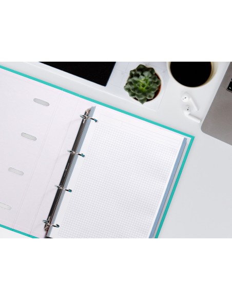 Recambio liderpapel a4 120 hojas 90gr cuadro 5 mm 4 taladros bandas de 5 colores pasteles