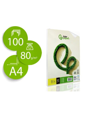 Papel liderpapel a4 80g/m2 reciclado liso...
