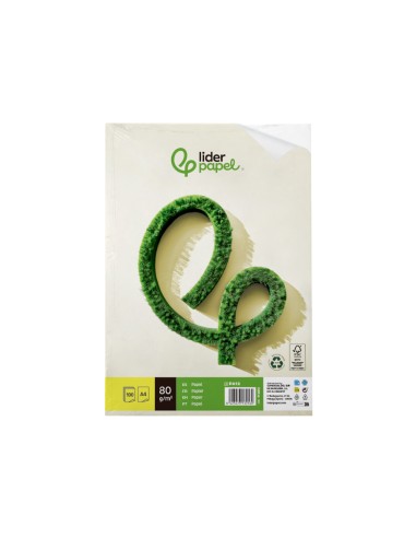 Papel liderpapel a4 80g/m2 reciclado liso...