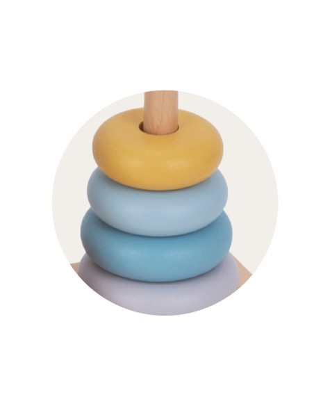 Juego infantil imaginovo madera torre de formas apilables +18 meses 17 piezas 28x20x9cm