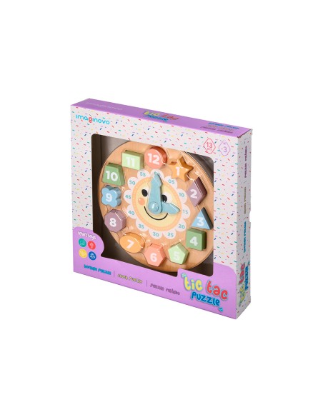 Juego infantil imaginovo madera reloj +3 años 13 piezas 29x29x3,5cm