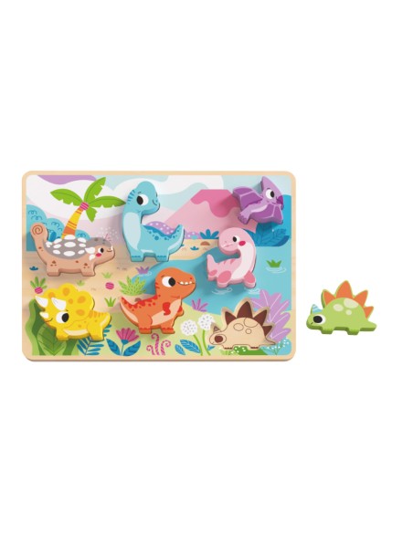 Puzle infantil imaginovo madera 3d dinosaurios +12 meses 8 piezas 29,5x22x1,7cm
