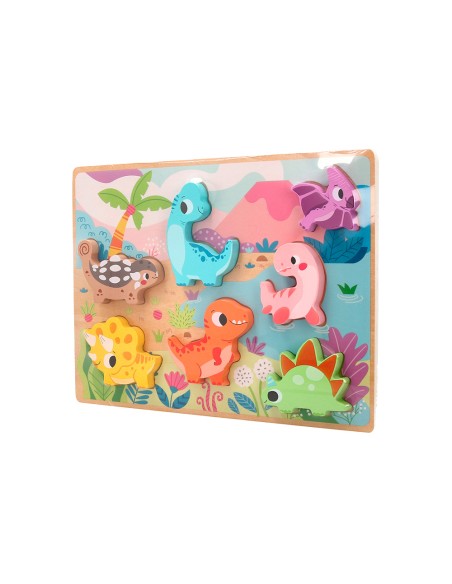 Puzle infantil imaginovo madera 3d dinosaurios +12 meses 8 piezas 29,5x22x1,7cm