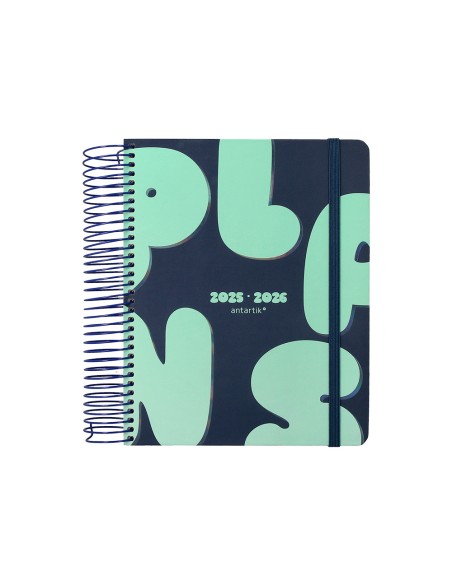 Agenda escolar antartik 25-26 espiral plans azul dia pagina a5 bilingüe papel fsc 80 gr
