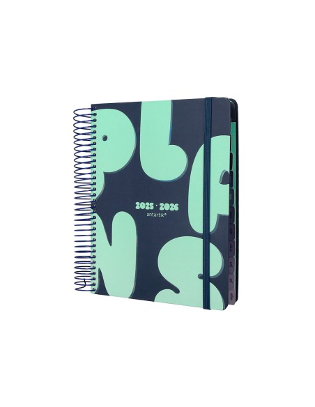Agenda escolar antartik 25-26 espiral plans azul dia pagina a5 bilingüe papel fsc 80 gr