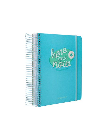 Agenda escolar antartik 25-26 espiral here and now azul dia pagina a5 bilingüe papel fsc 80 gr 80 gr